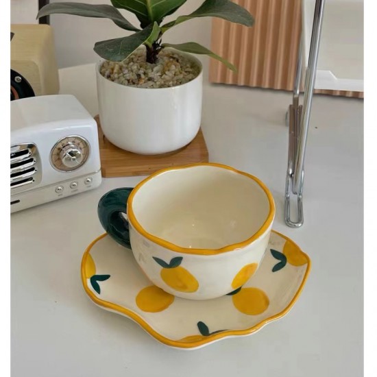 Cream Cup And Saucer Lovely High Value Casual Porcelain Cup Heat Resistant Handle Office